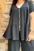Lina Linen Blend Smock Over Shirt Black